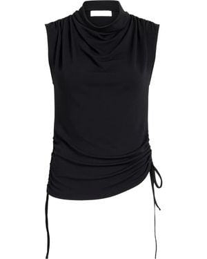 Proenza Schouler Elna Cowl-Neck Drawstring Top - Black