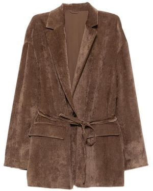 Brunello Cucinelli Velvet Belted Jacket - Brown