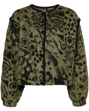 Bimba Y Lola Animal-Print Quilted Jacket - Green