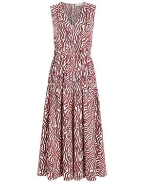 Proenza Schouler Zebra-Print Smocked Midi Dress - Pink