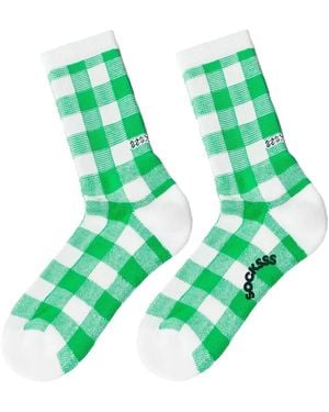Socksss Pebble Beach Gingham-Check Socks - Green