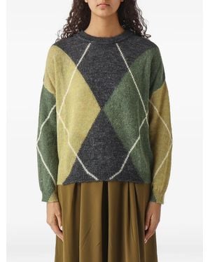 Nenette Macadamia Argyle-Intarsia Sweater - Gray