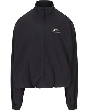 Balenciaga Sweat Zippé À Logo - Bleu