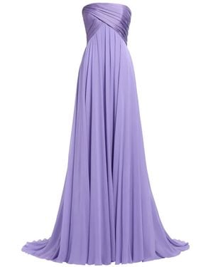 Elie Saab Ruched Strapless Maxi Dress - Purple