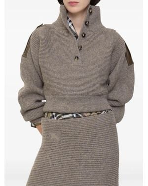 Burberry Jersey Con Medio Botón - Gris