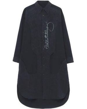 Yohji Yamamoto Abstract-Print Wool Shirtdress - Blue