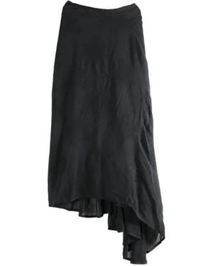 Marc Le Bihan Asymmetric Pleated Mid Skirt - Black