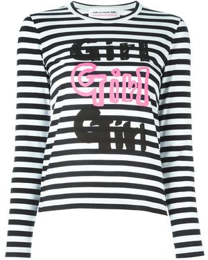 Comme des Garçons Comme Des Garçons Girl Striped 'girl' Print T-shirt - White