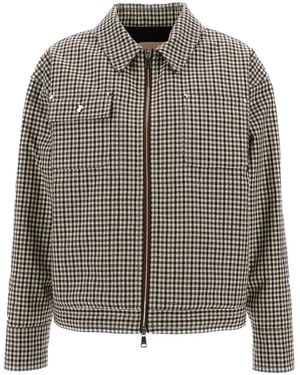 Plan C Check-Pattern Zip-Up Jacket - Gray