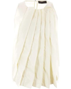 Maria Calderara Pleated Crew-Neck Top - Natural
