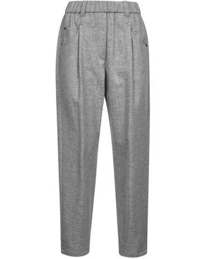 Brunello Cucinelli Elasticated-waistband pleated trousers - Grau