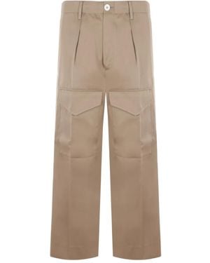 Setchu Cropped Cotton Cargo Trousers - Natural