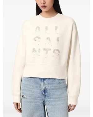 AllSaints Bead-Embellished Cropped Sweatshirt - White