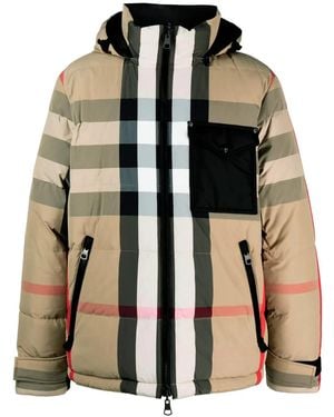 Burberry Check Reversible Hooded Down Jacket - Natural