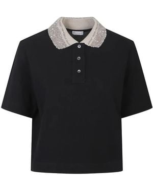 Brunello Cucinelli Polo con detalle en el cuello - Negro