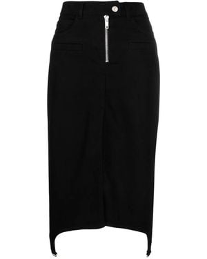 Courreges Asymmetric Zipped Denim Skirt - Black
