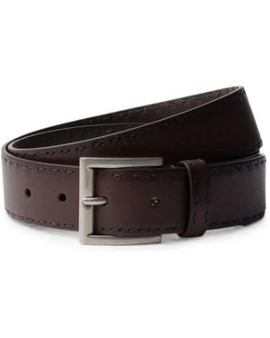 Prada Antiqued-Leather Belt - Brown