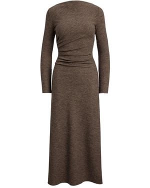 Ralph Lauren Abito Midi A Maniche Lunghe - Marrone