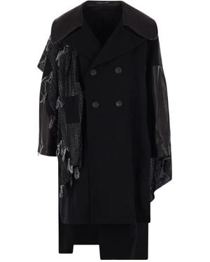 Yohji Yamamoto Leather-Panel Coat - Black