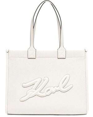 Karl Lagerfeld Large Skuare Tote Bag - White
