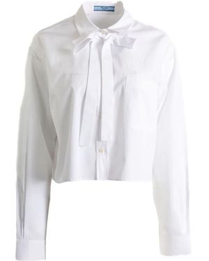 Prada Cropped Bow-tie Shirt - White