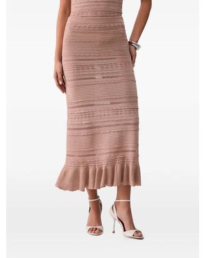 Liu Jo Openwork Knit Midi Skirt - Pink