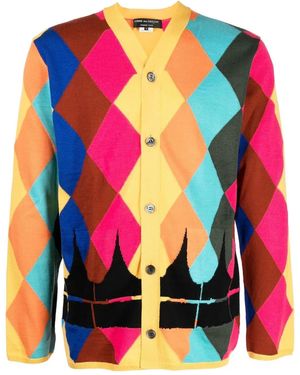 Comme des Garçons Cardigan Mit Rautenprint - Rot