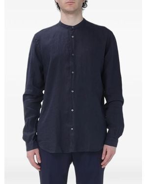 Brooksfield Camisa De Lino Con Cuello Mao - Azul