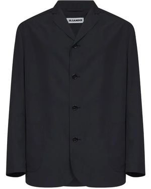 Jil Sander Single-Breasted Boxy-Fit Jacket - Blue