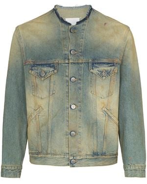 Maison Margiela Raw-Cut Collar Denim Jacket - Green