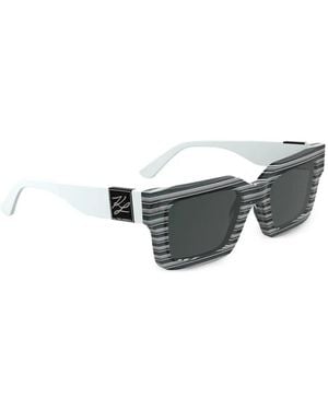 KARL LAGERFELD Striped Rectangle-Frame Sunglasses - Black
