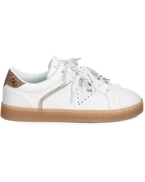 Guess Jarding Logo-Print Leather Sneakers - White