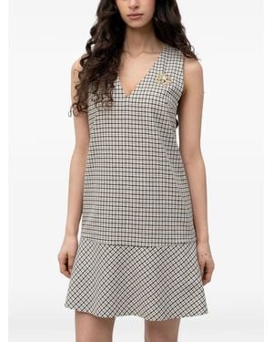 HUGO Mini Checked V-Neck Dress - Gray