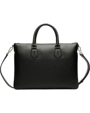 Bally Embossed Leather Briefcase - Black