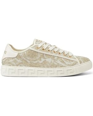 Versace Greca Jacquard Canvas Trainers - White