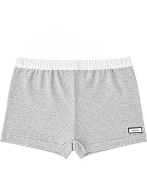 Entire studios Logo-Patch Ribbed Shorts - White