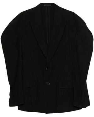Yohji Yamamoto Blazer À Boutonnière Au Dos - Black