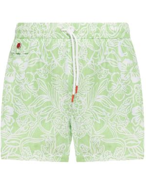 Kiton Short De Bain À Fleurs - Green