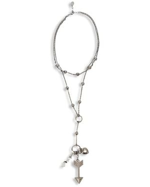 Red(V) Layered Charm Necklace - White