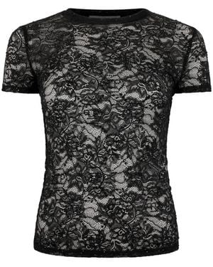 Philipp Plein Strass-Embellished Lace T-Shirt - Black