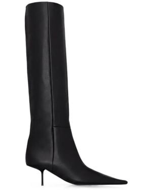 Saint Laurent Pointed-Toe Knee-High Boots - Black
