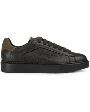 Doucal's Pebbled-Texture Low-Top Sneakers - Black