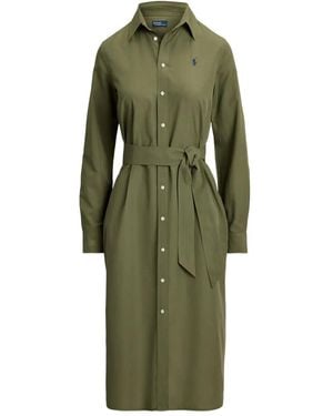 Polo Ralph Lauren Polo Pony Belted Shirt Dress - Green