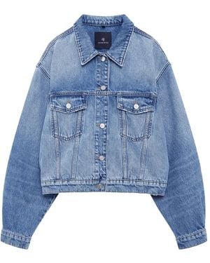 Anine Bing Quincy Buttoned Denim Jacket - Blue