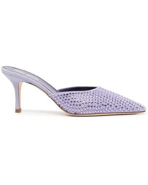 Paris Texas Mules Hollywood Con Decorazione Di Cristalli 75Mm - Bianco