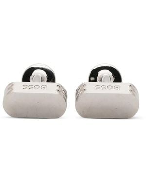 BOSS Logo-Engraved Cufflinks - White
