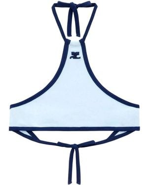 Courreges Top Crop Con Scollo All'Americana - Blu