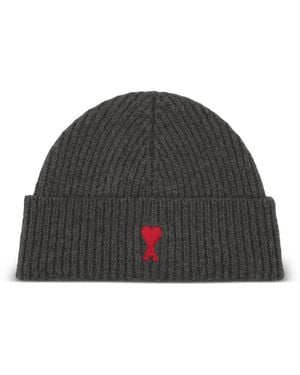 Ami Paris Ami De Coeur Wool Beanie - Grey