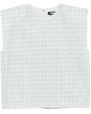 ROTATE BIRGER CHRISTENSEN Embroidered Mini Top With Back Zip Closure - White