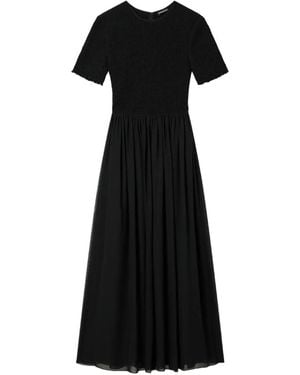 Emporio Armani Robe Longue À Manches Courtes - Black